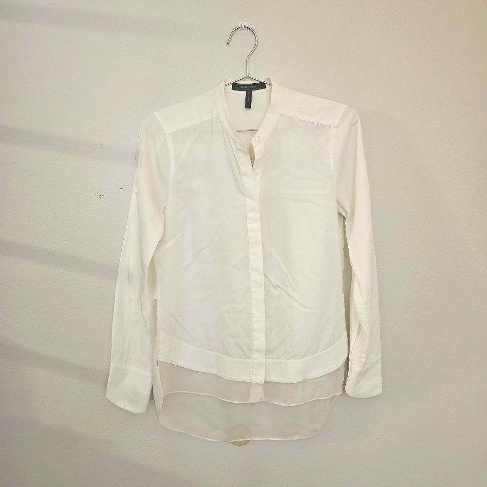 BCBGMax Azria Mesh Back Button Up Shirt Sz XXS